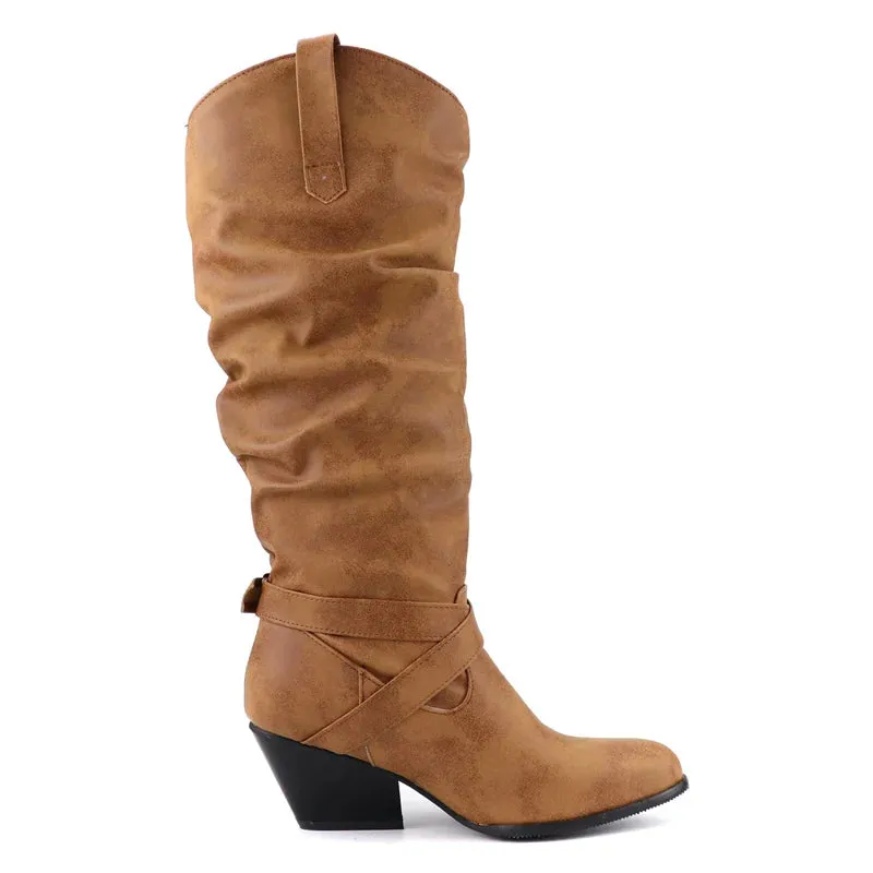 Pleated Women's Knee  Boots