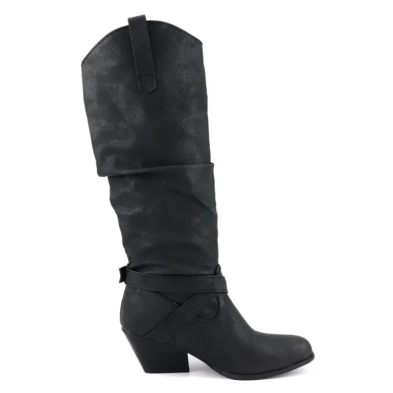 Pleated Women's Knee  Boots