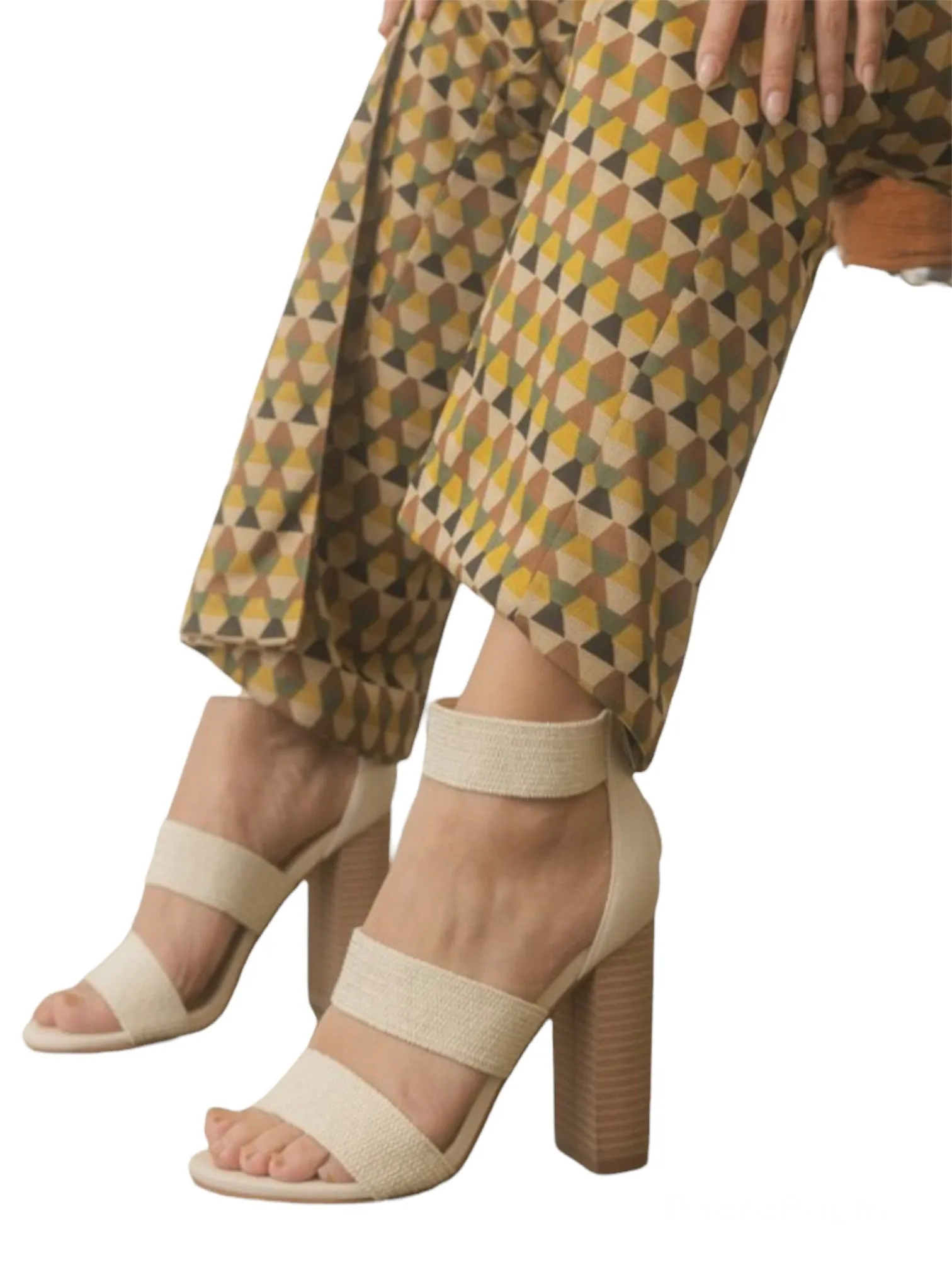 Retro Platform Heel Sandal- Beige