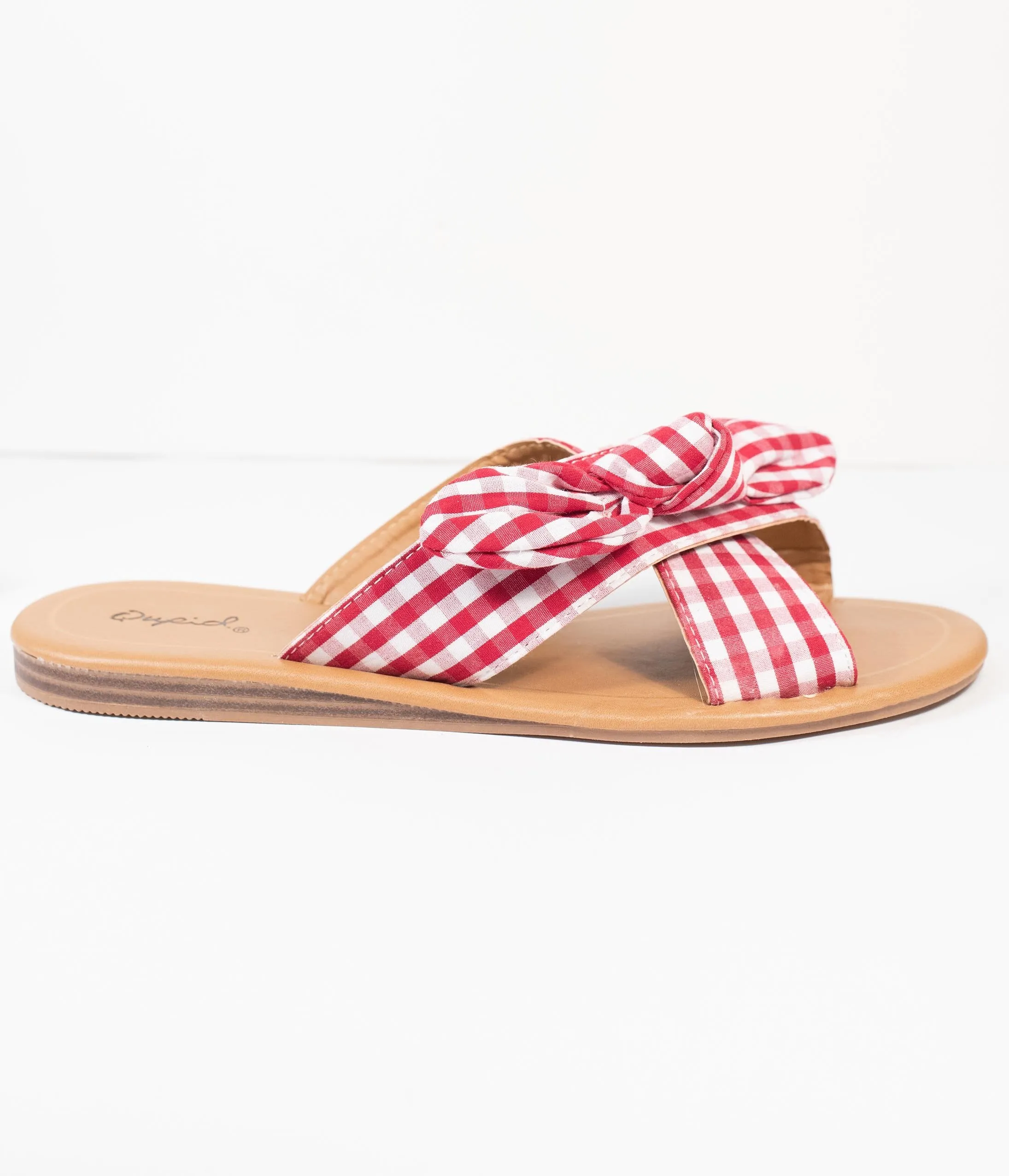 Retro Style Red & White Gingham Sandals