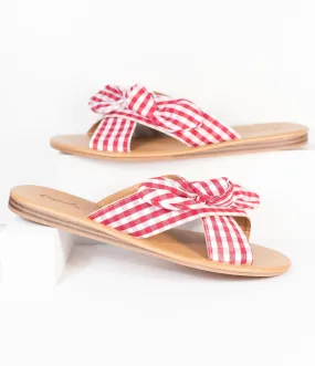 Retro Style Red & White Gingham Sandals