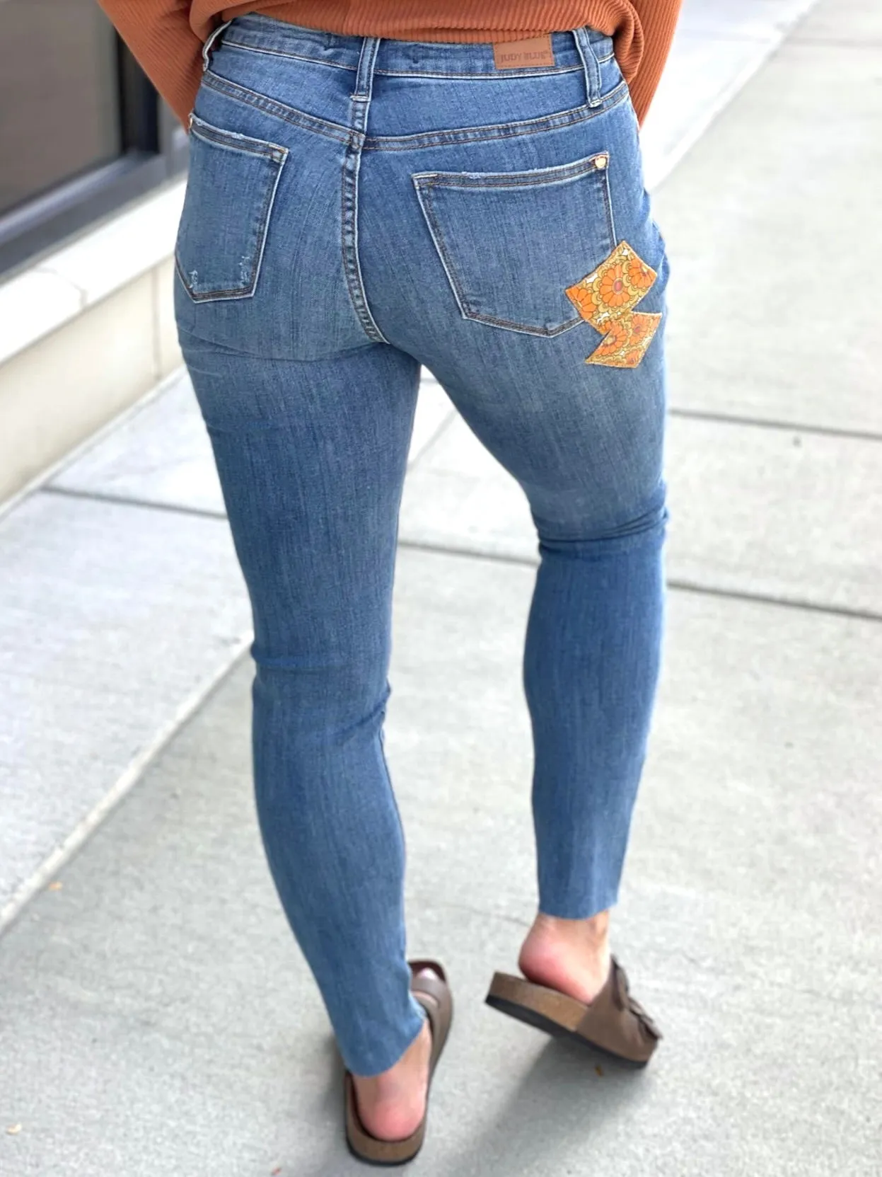 Retro Vibes Judy Blue Patch Skinny Jeans [Online Exclusive]