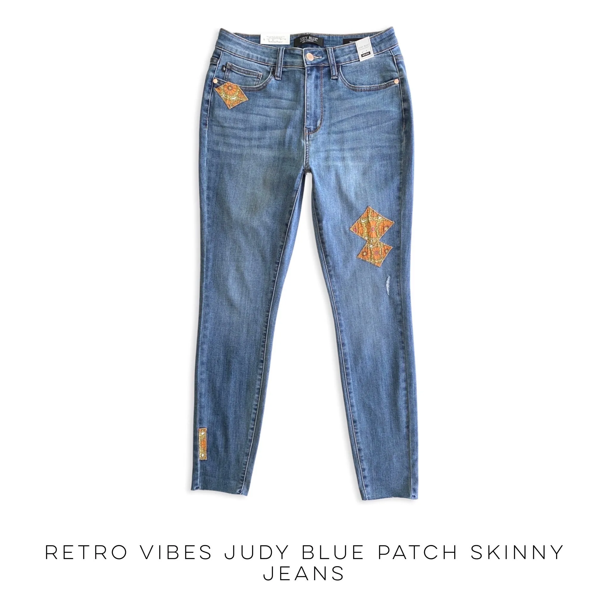 Retro Vibes Judy Blue Patch Skinny Jeans [Online Exclusive]