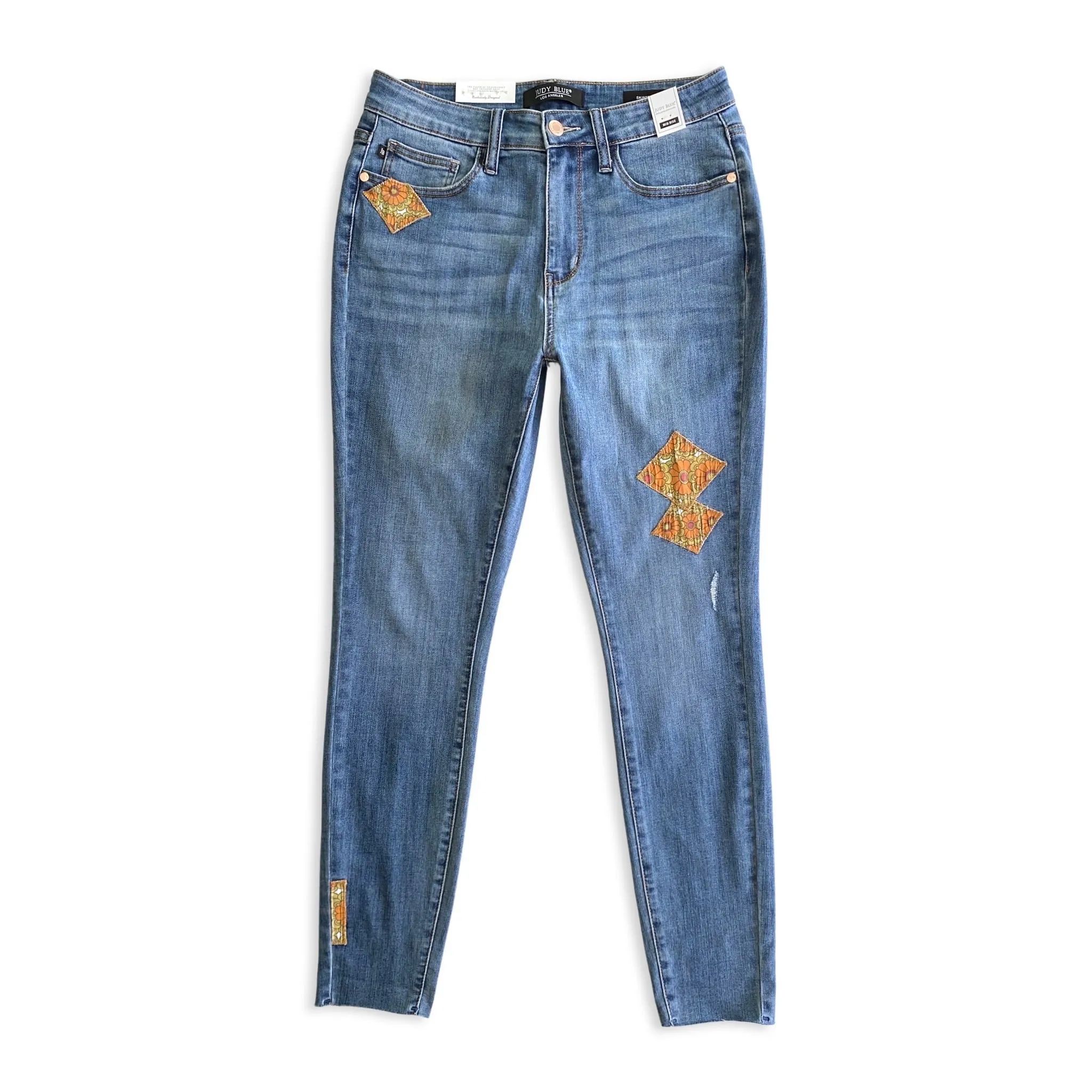 Retro Vibes Judy Blue Patch Skinny Jeans [Online Exclusive]