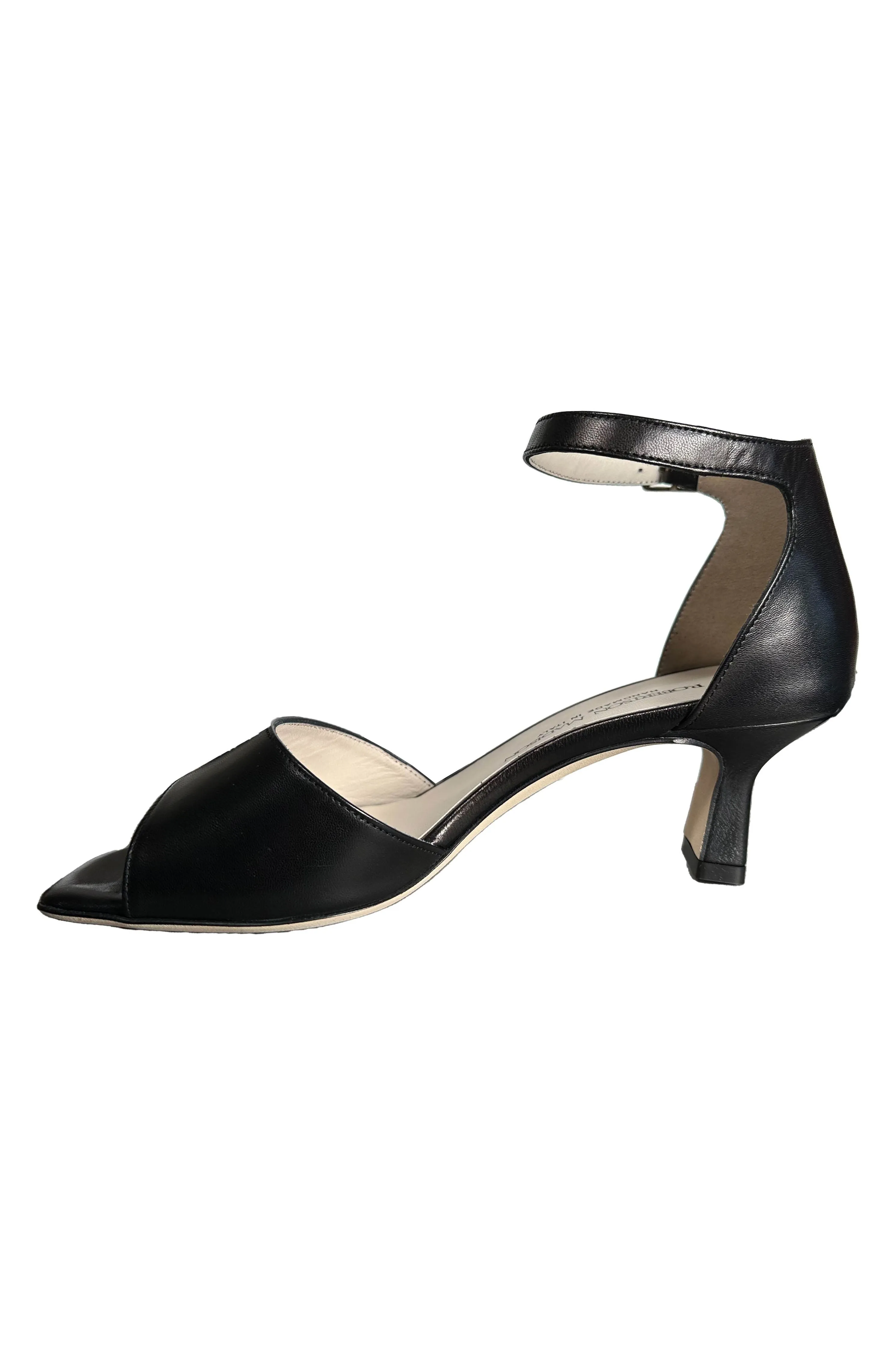 Robertson Madison Rosette 38567 Mid Heel Sandal | Nero Nappa