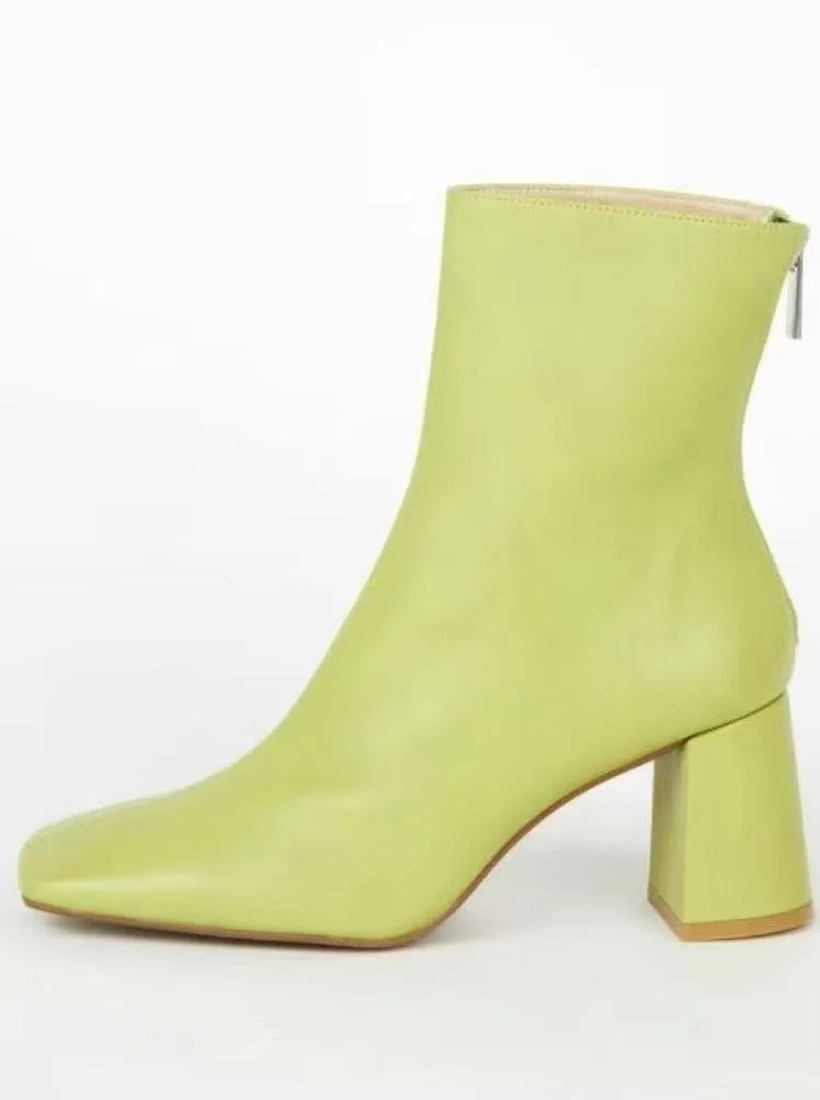 Square Toe High Heel Ankle Boots