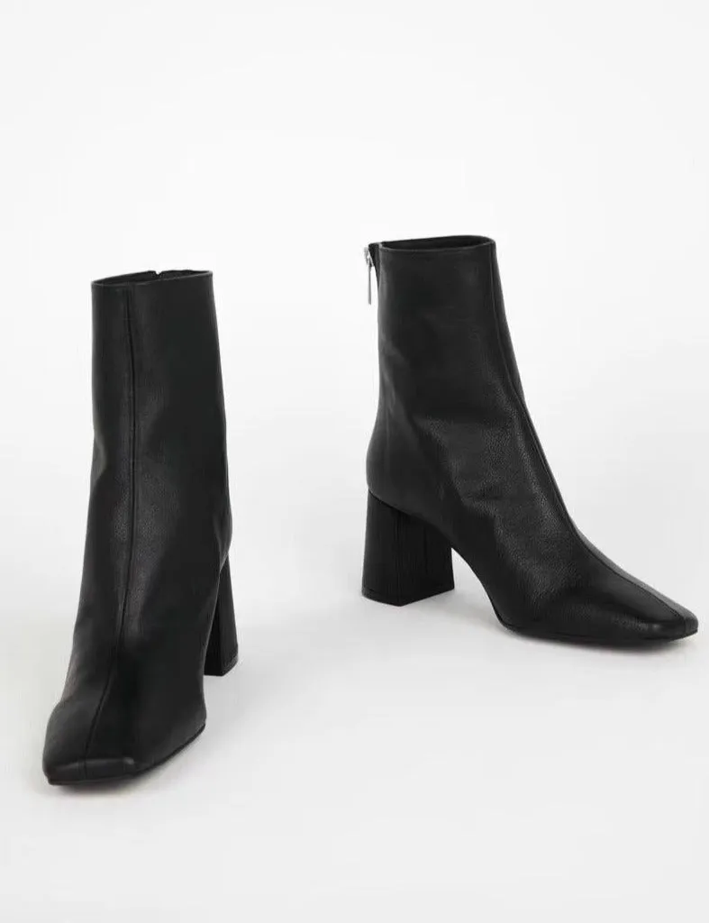 Square Toe High Heel Ankle Boots