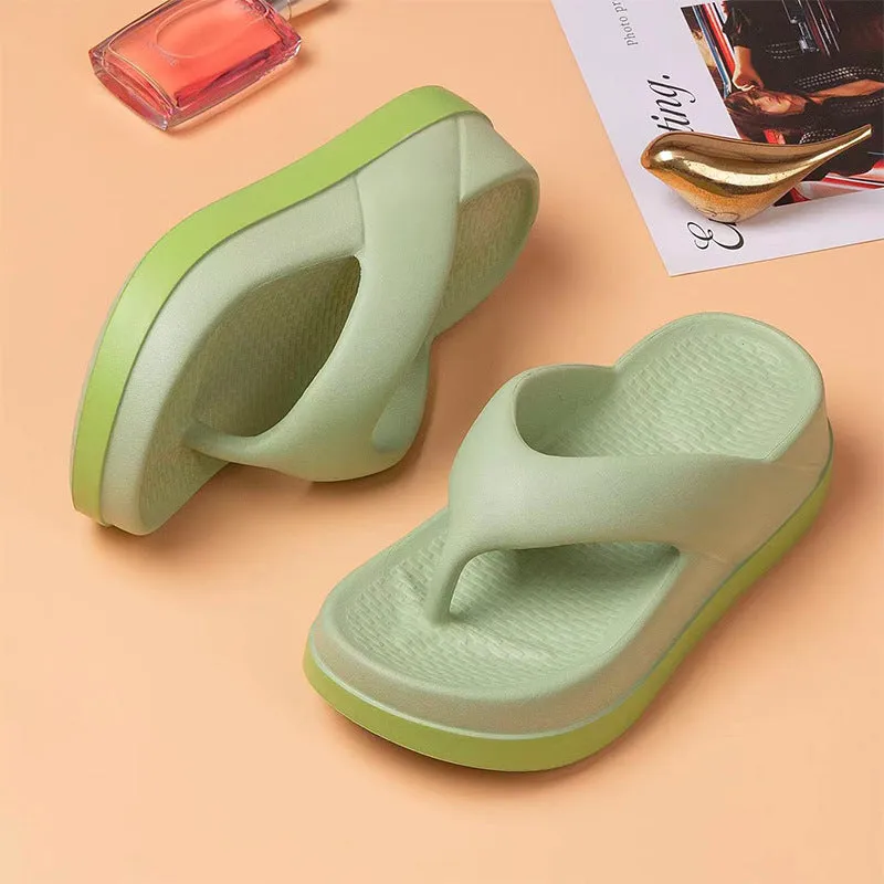 Summer New Women's Raise the Bottom Shit Feeling Eva Flip-Flops Ins All-Match Beach Flip-Flops Slippers Cross-Border