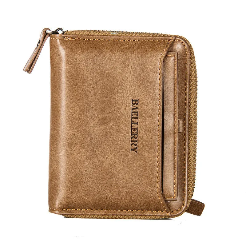 Wallet Vertical Zipper Retro Youth Small Wallet