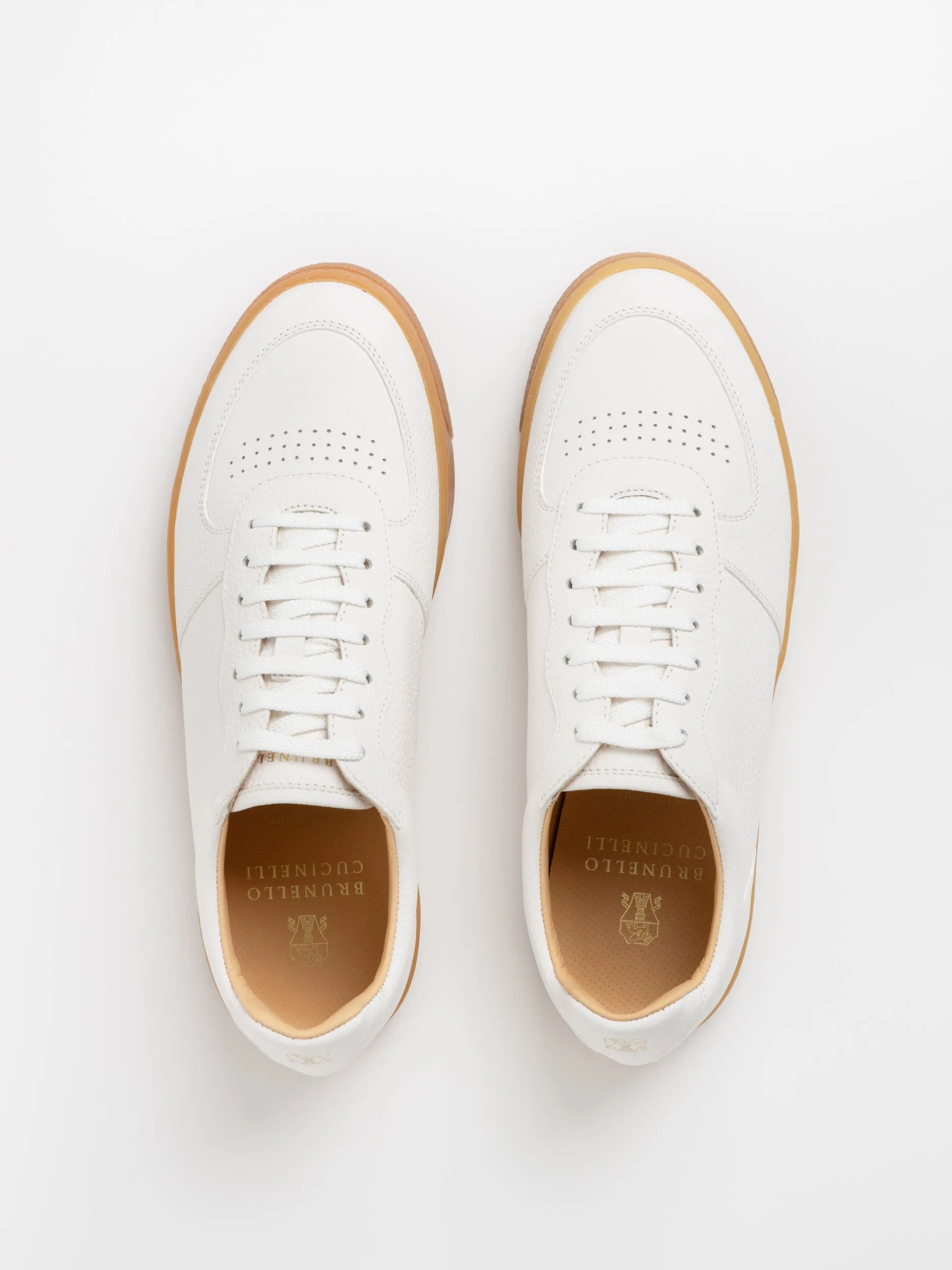 White/Tan Deerskin Sneakers