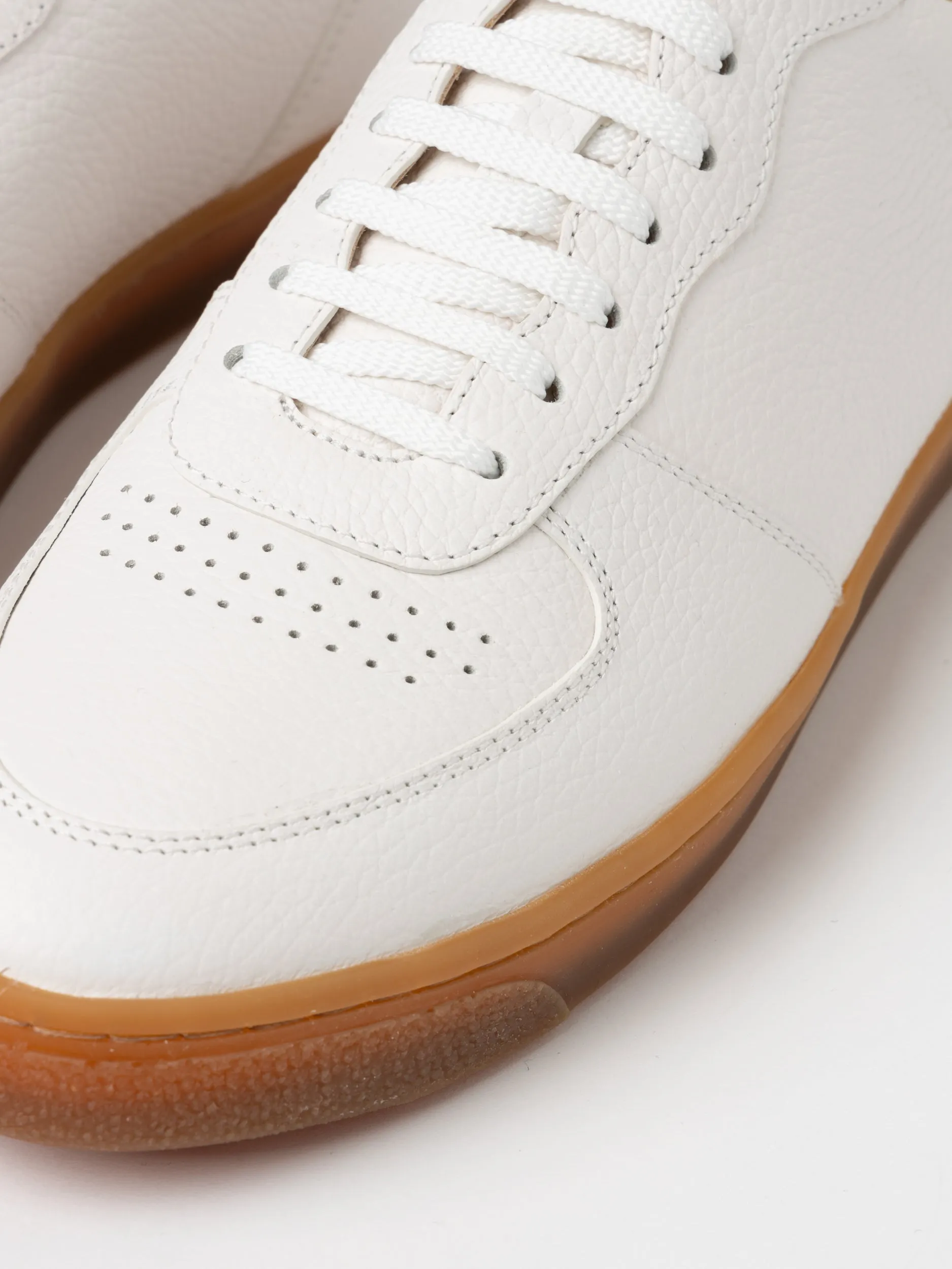 White/Tan Deerskin Sneakers