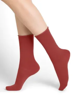 Wool Cotton Doubleface Socks Short Marsala